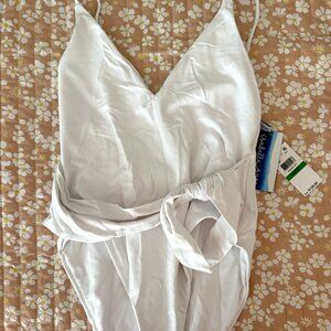 NWT Isabella Rose White Sash Tie One Piece Swimsuit L